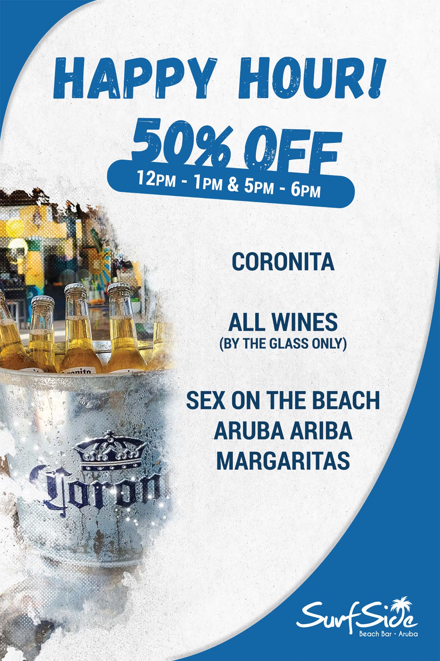 NEW Happy Hour Menu with 50 off at Surfside Beach Bar
