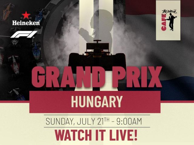 Live Watch Party of the Hungarian Grand Prix at Café the Plaza!