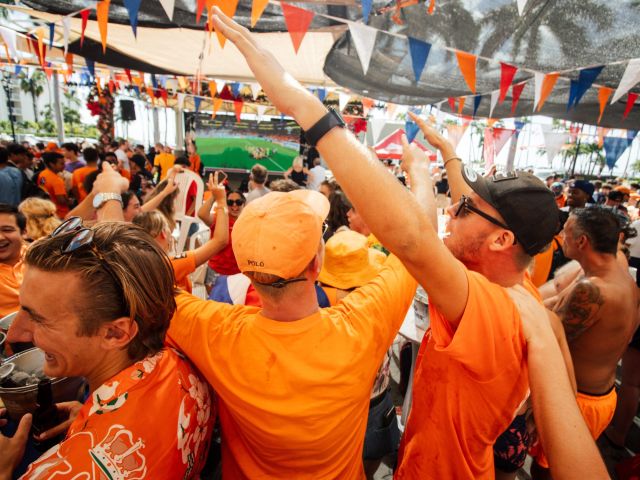 Café the Plaza turns ORANGE during the Euro Cup!